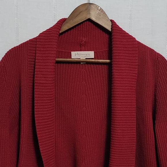 Philosophy Red Ribbed Knit Cropped Cardiga… - Picture 2 of 11